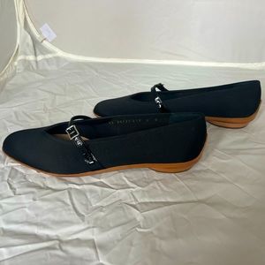 Salvatore Ferragamo Nero Fabric Nero Patentcalf Flats
